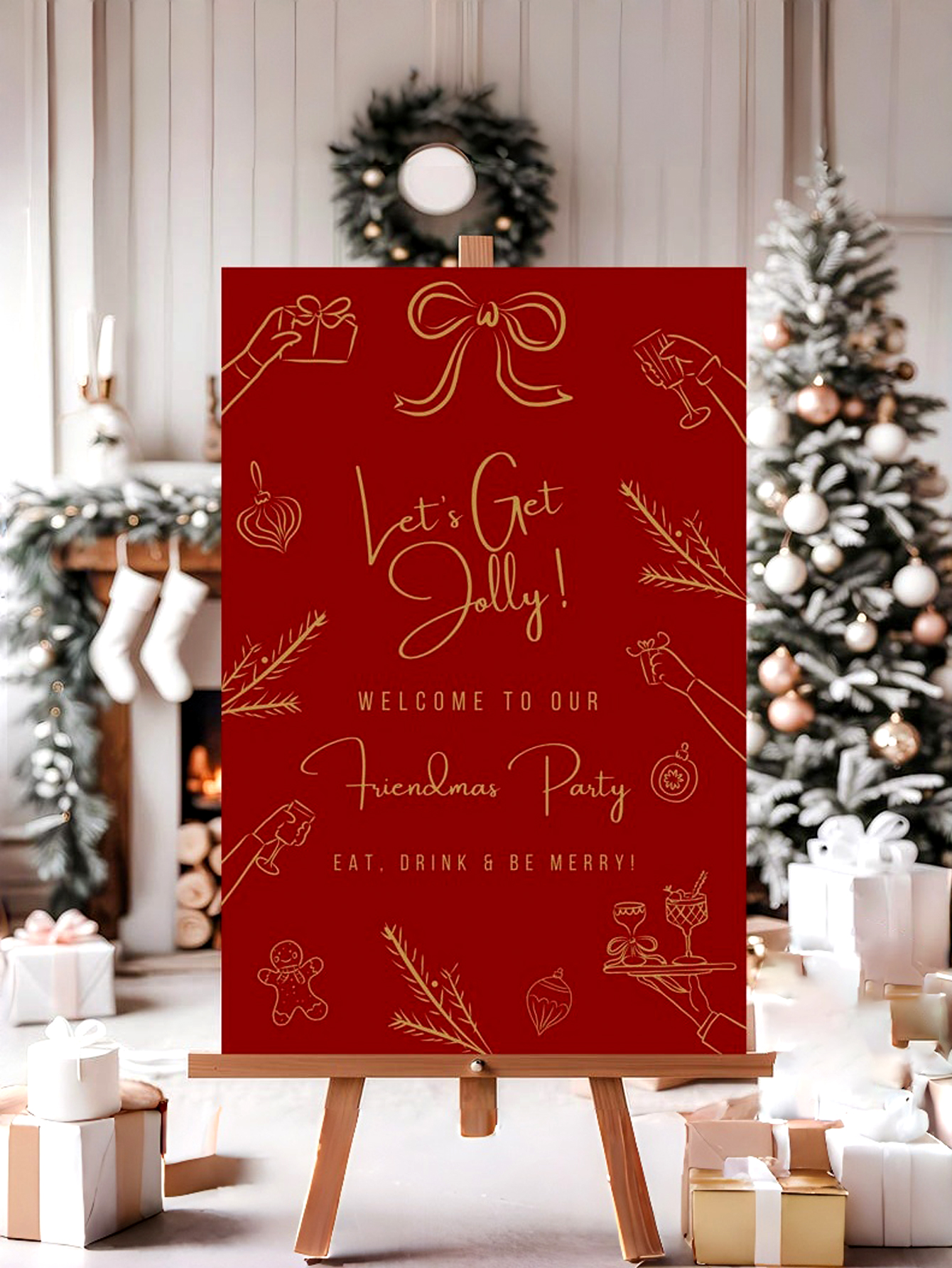 Custom PVC Hand-Painted Welcome Sign for Christmas Party Personalized Decorations for Holiday Celebrations